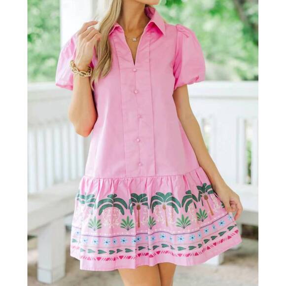 TCEC Dresses & Skirts - NEW TCEC talia tropical hem mini dress in pink